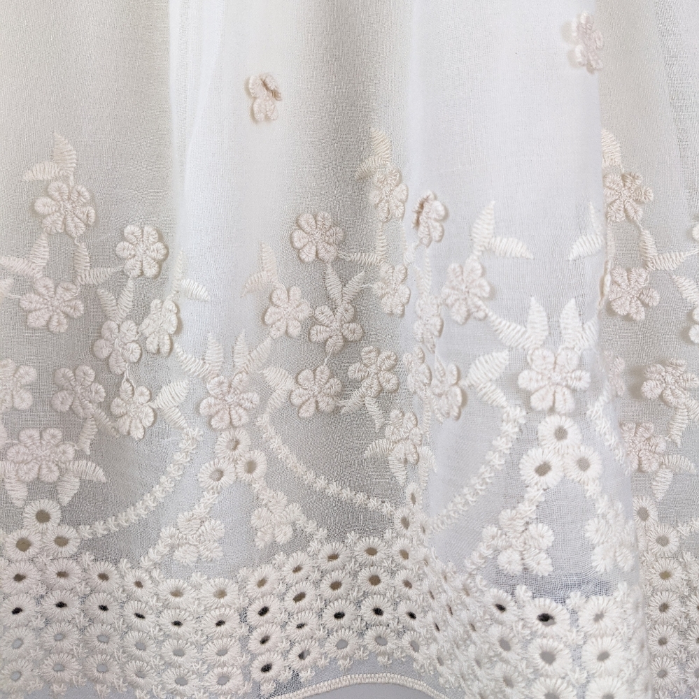 NWT Storia Floral Embroidered Cream Baby Doll Top - Picture 6 of 7